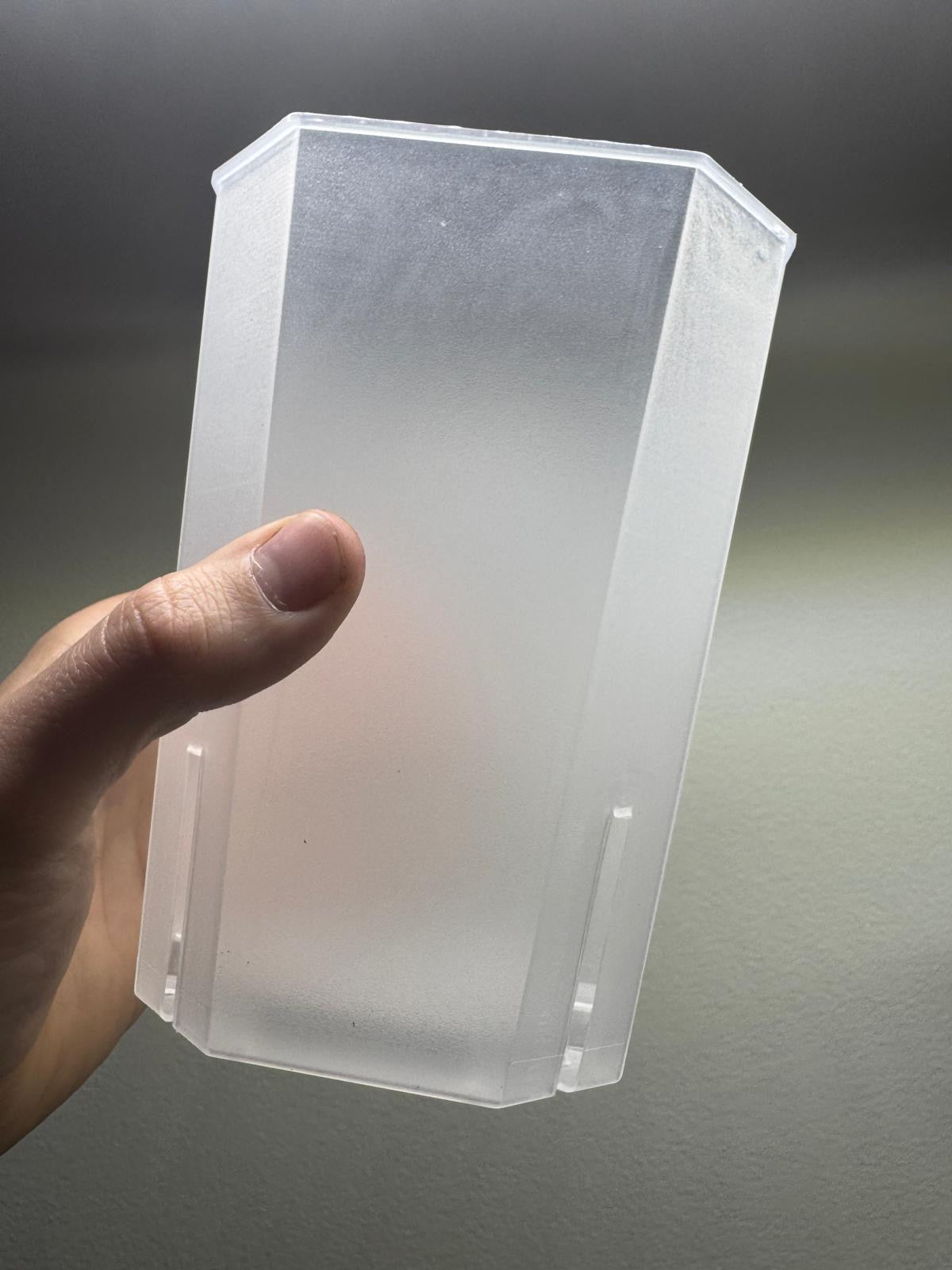 17x12cm clear planter pot held upright, showcasing its tall, transparent design ideal for monitoring rare plant root health.